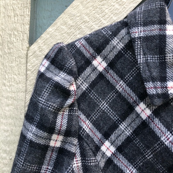 Grey plaid white and red coat 6 feminine belted - Picture 7 of 11